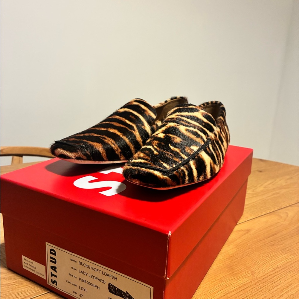 STAUD Animal Print Loafers